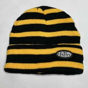 Zumiez Petals and Peacocks Striped Yellow & Black Beanie Unisex One Size